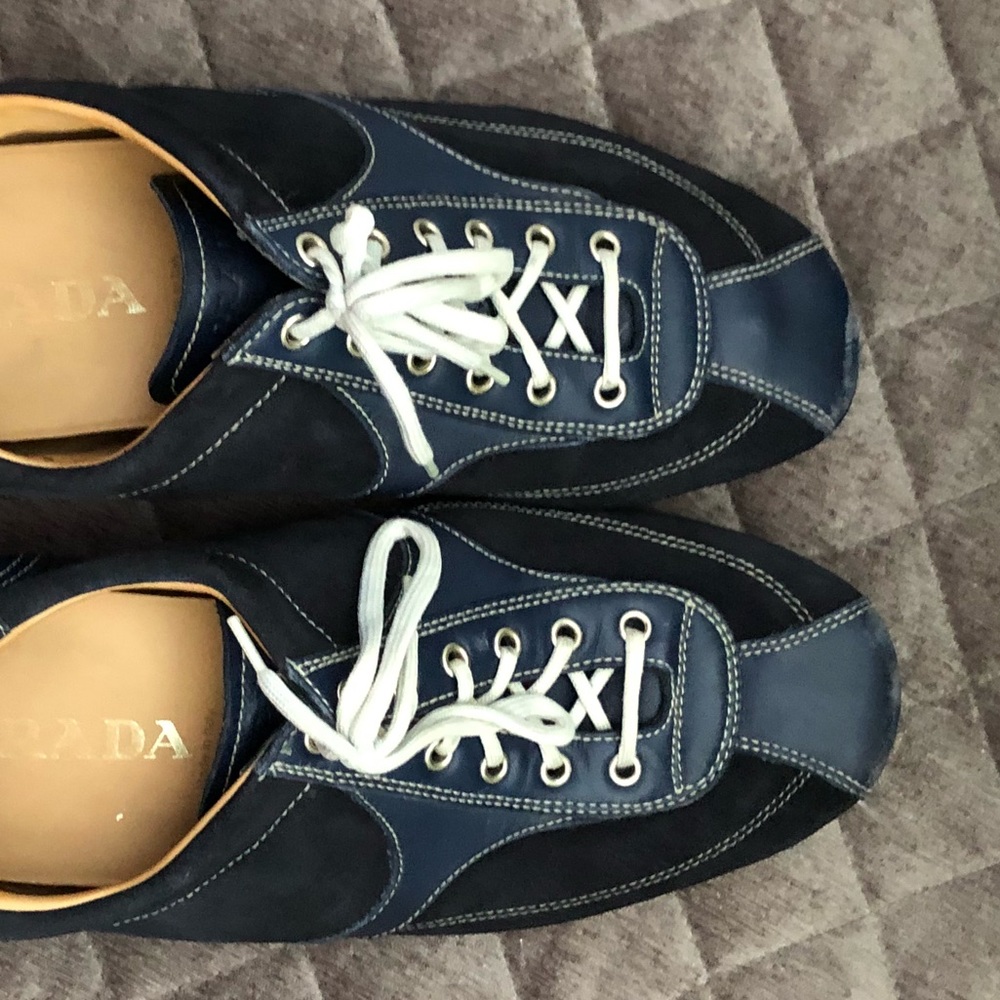 Men’s PRADA blue leather and suede shoes - Picture 5 of 8